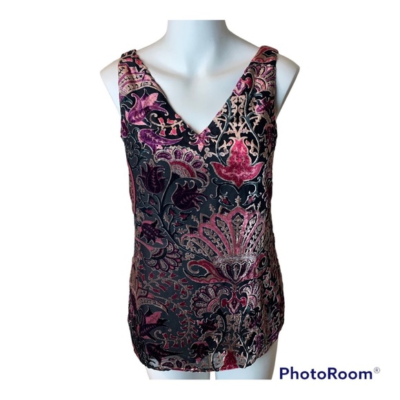 Ecru Women’s Velvet Floral V-Neck Blouse -XS - Picture 1 of 10